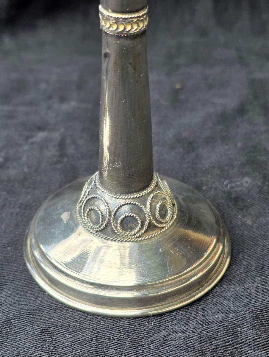 Paire de bougeoirs de voyage en argent-photo-4
