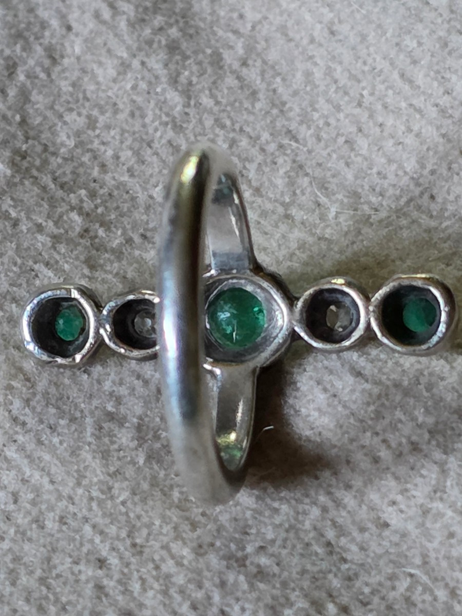 Bague en argent emeraude et diamant  début 19 ème.siecle-photo-4
