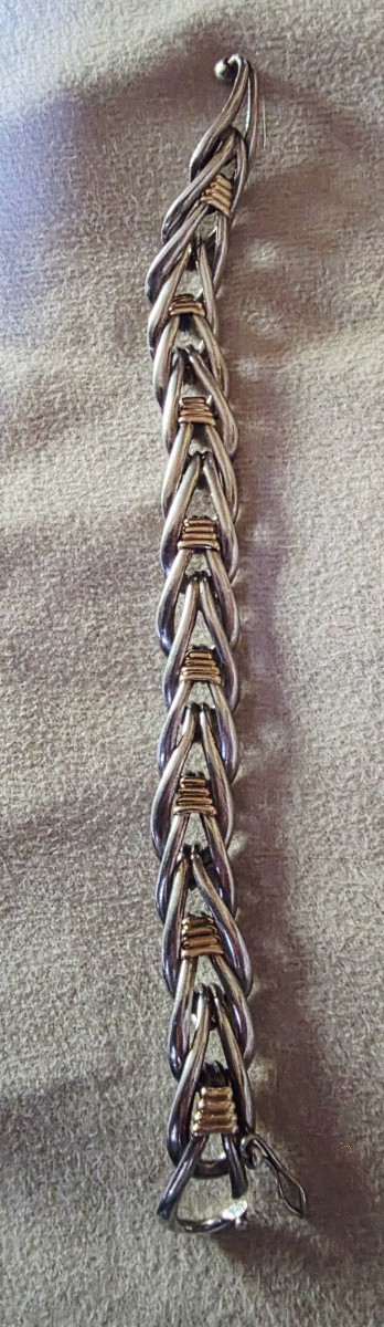Bracelet gourmette en argent et or vers 1960-photo-3