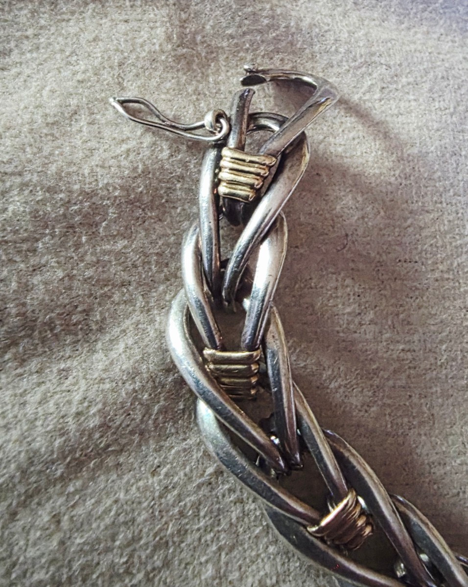 Bracelet gourmette en argent et or vers 1960-photo-1