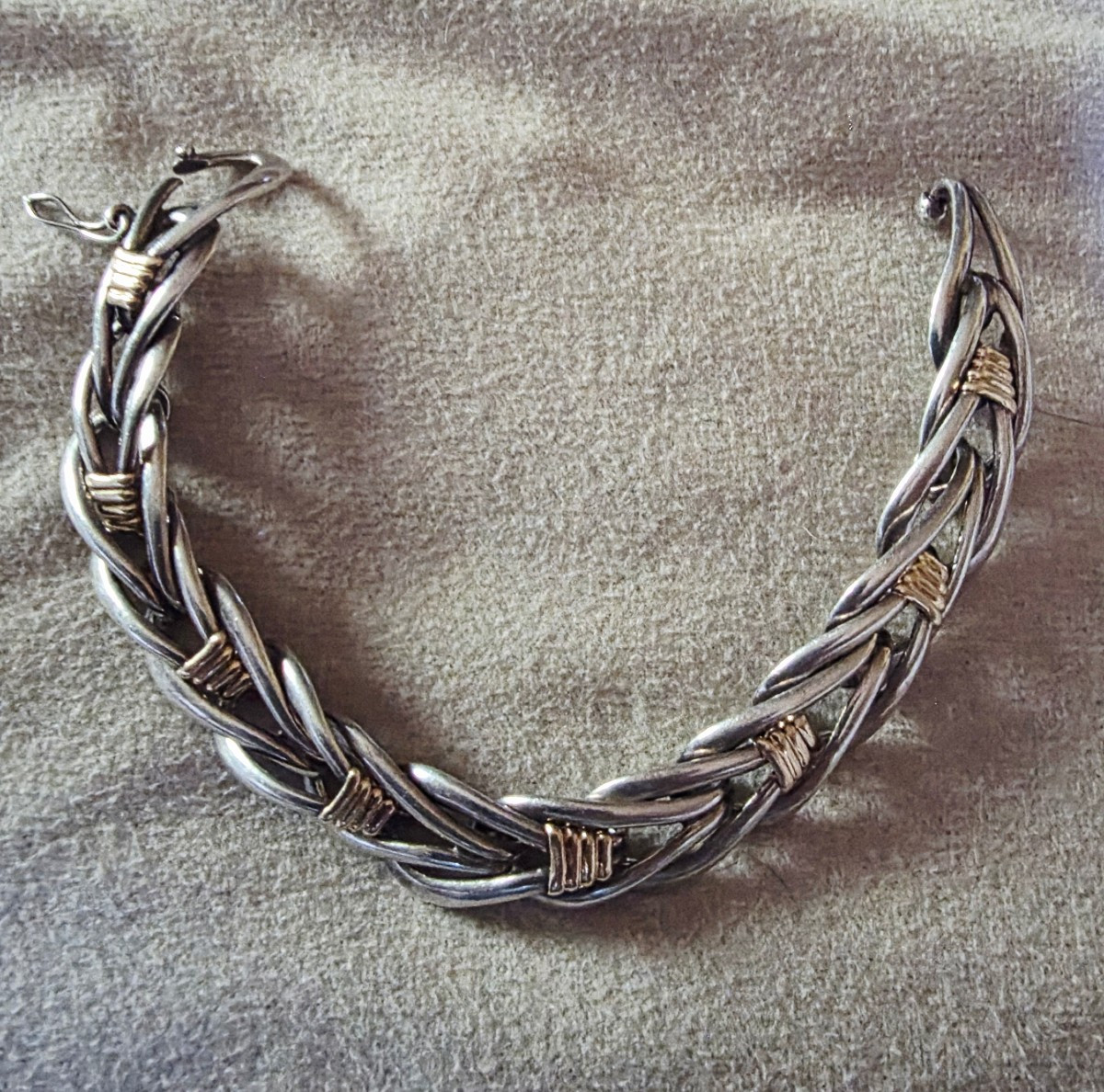 Bracelet gourmette en argent et or vers 1960