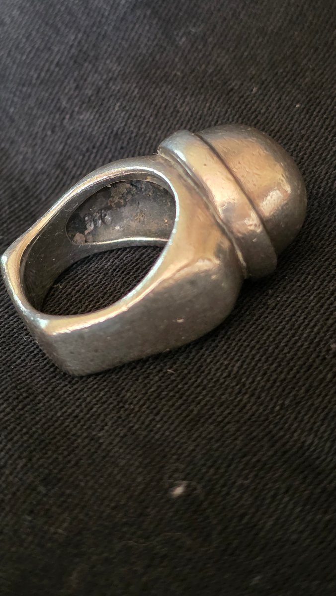 Bague moderniste en argent vers 1930-photo-3