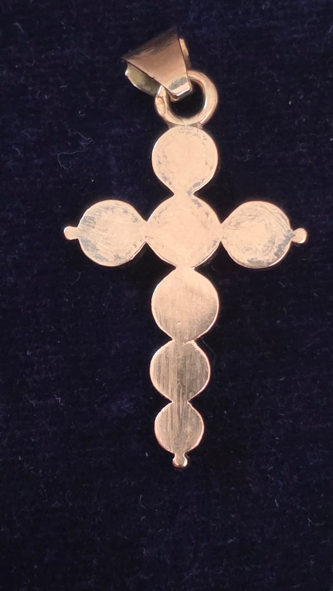 Croix provençale or ,argent et roses 19 ème siècle -photo-2