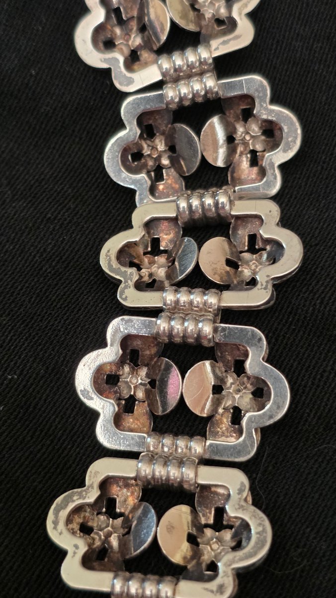 Bracelet articulé trèfle a 4 feuilles en argent-photo-4