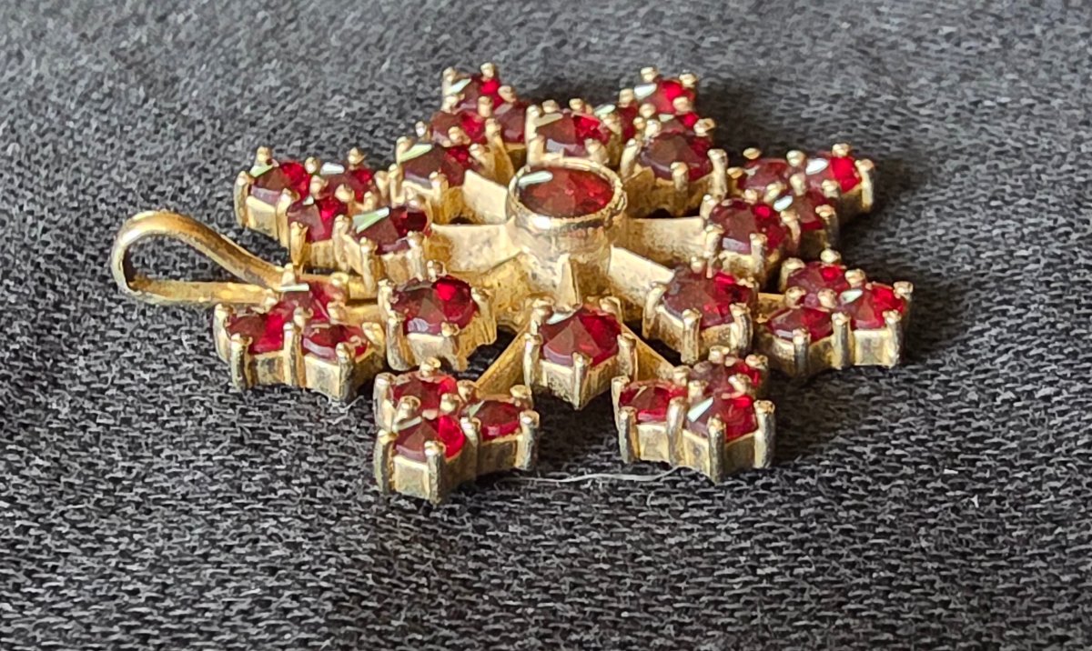 Flocon de neige pendentif en vermeil et grenats-photo-3