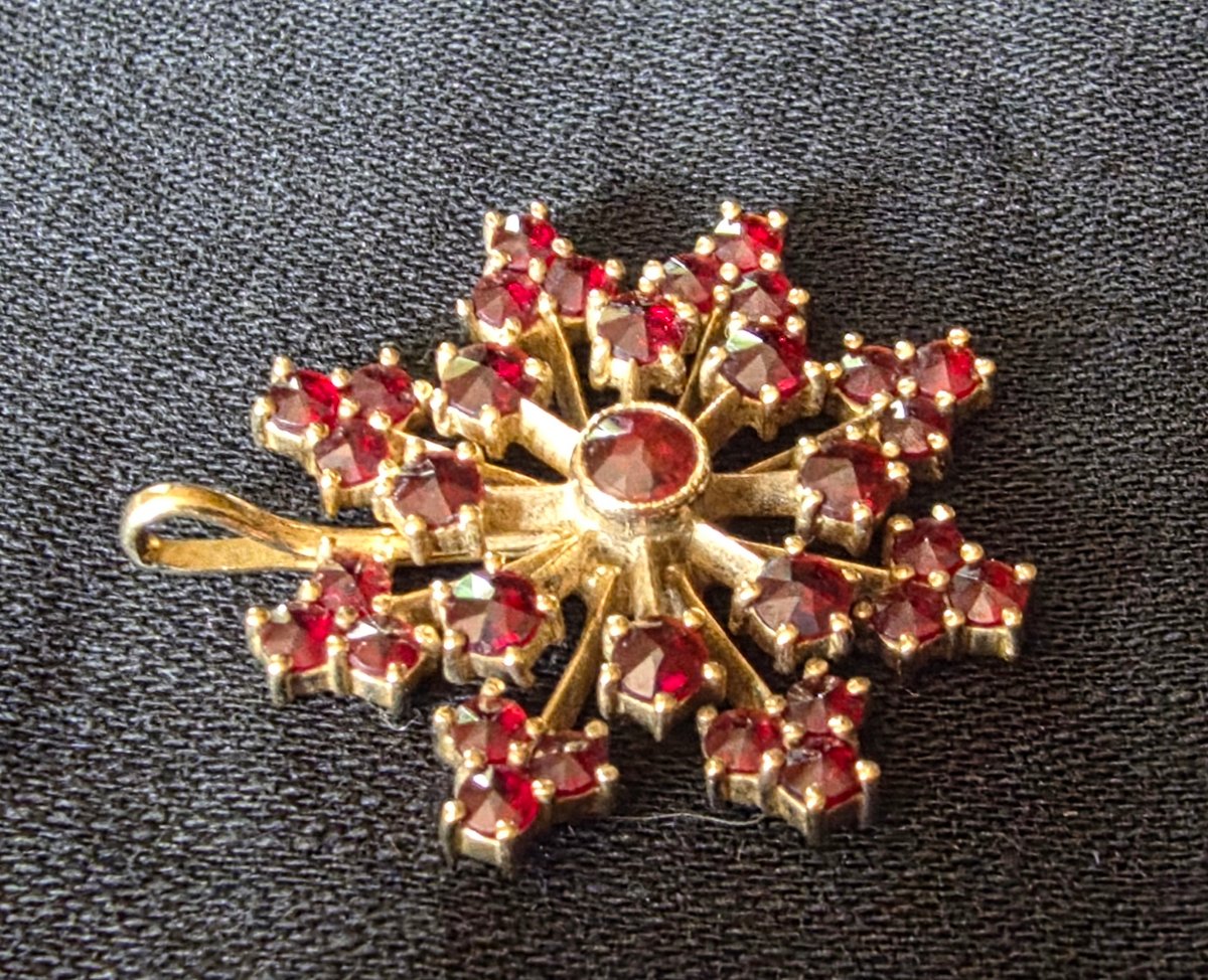 Flocon de neige pendentif en vermeil et grenats-photo-1