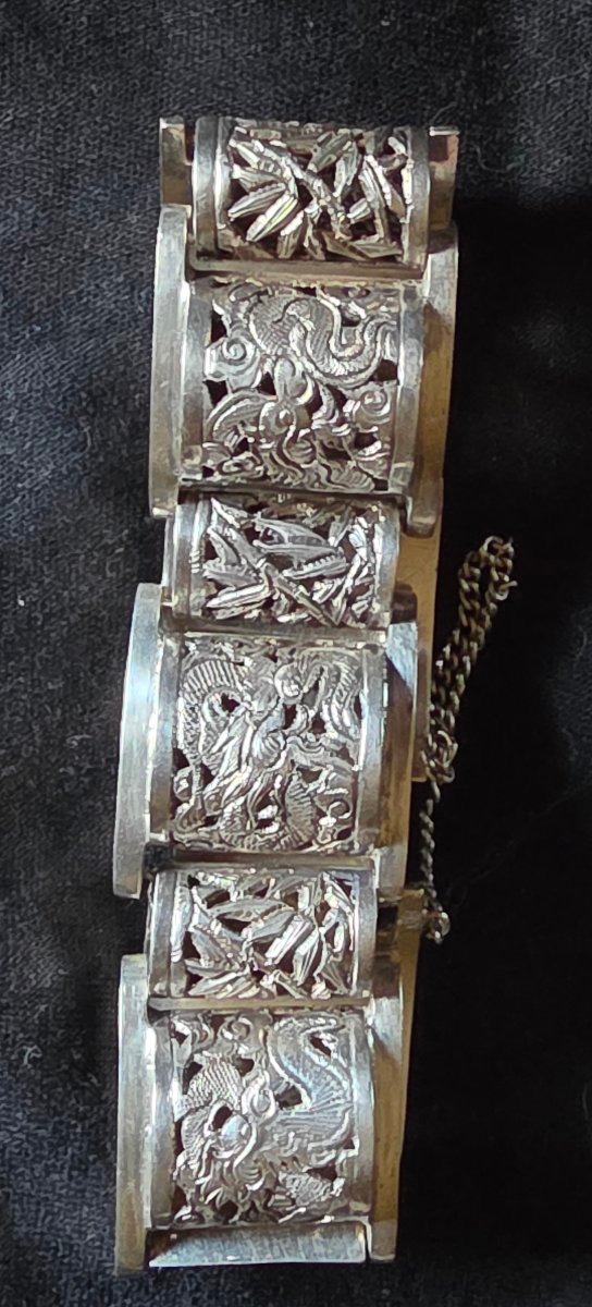 Bracelet  tank en argent Indochine vers 1930-photo-2