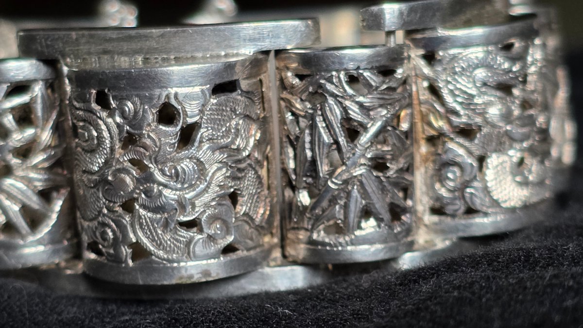 Bracelet  tank en argent Indochine vers 1930-photo-4