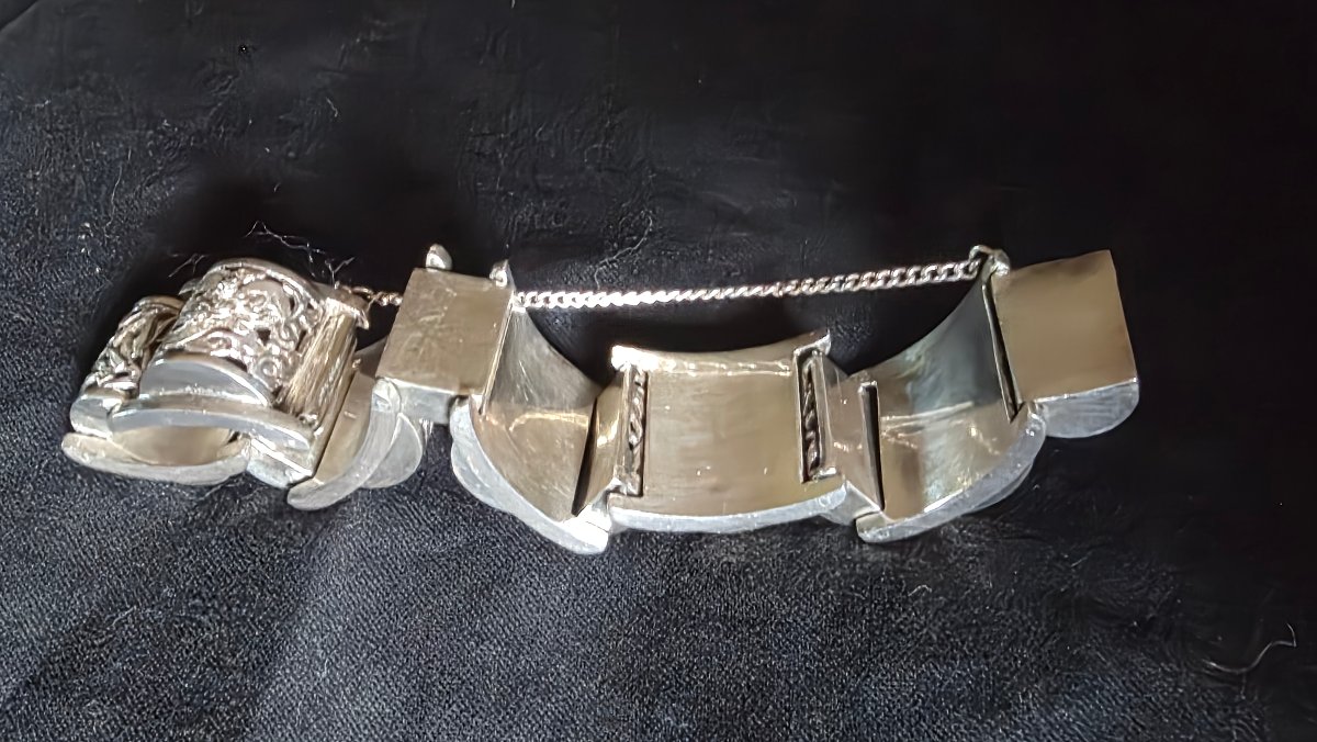 Bracelet  tank en argent Indochine vers 1930-photo-1