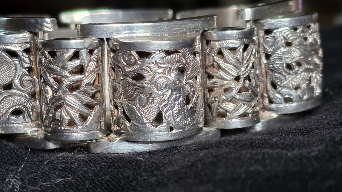 Bracelet  tank en argent Indochine vers 1930-photo-2