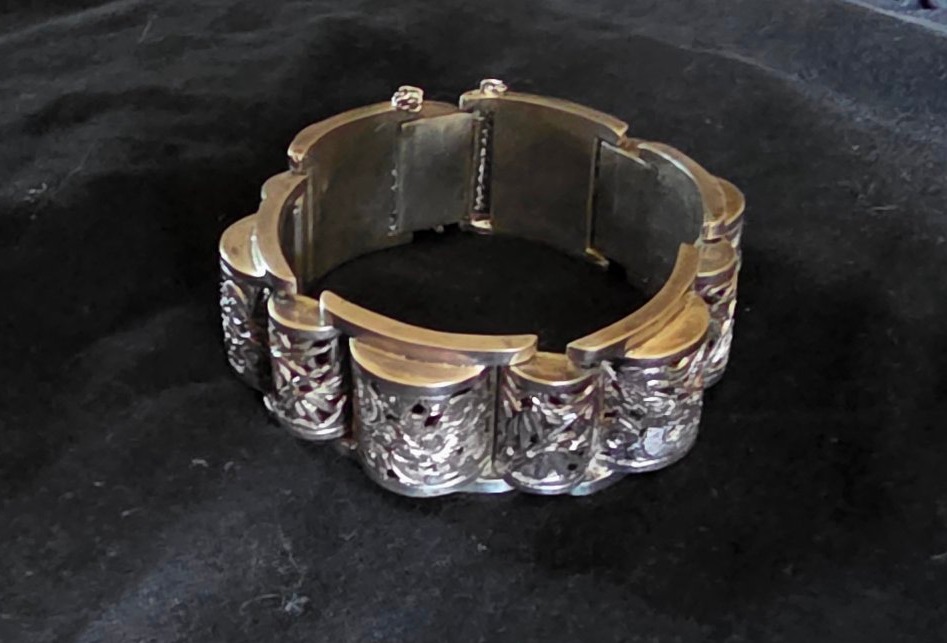 Bracelet  tank en argent Indochine vers 1930