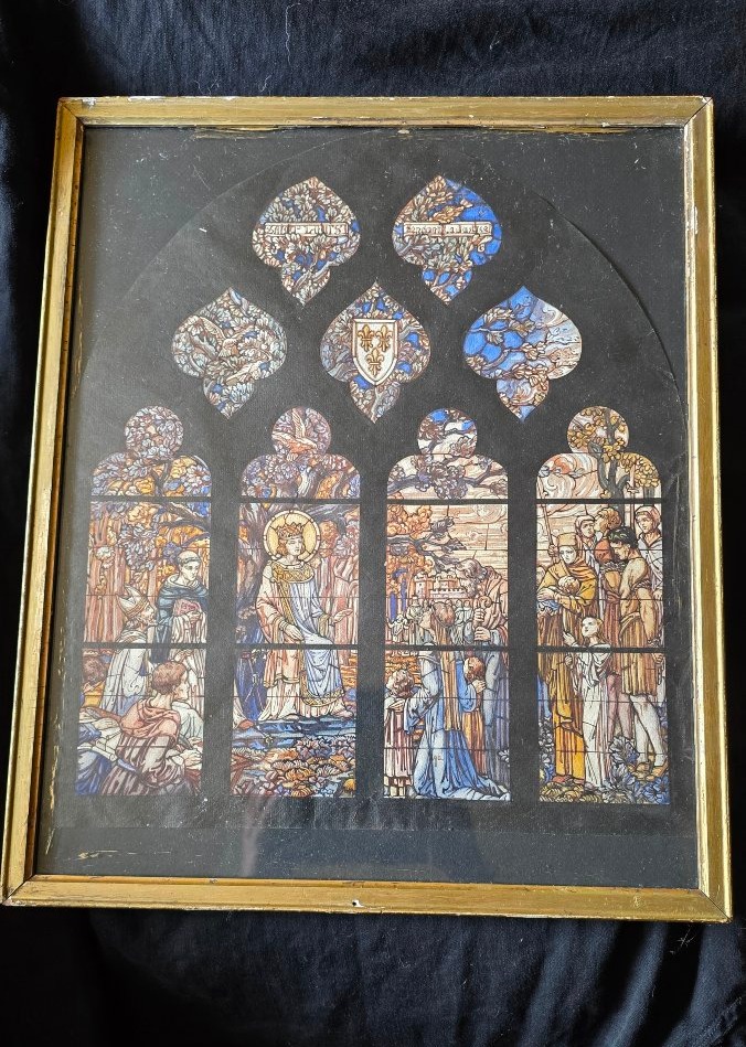 Gouache sur papier Projet de vitraux par Bessac 19 ème siècle -photo-1