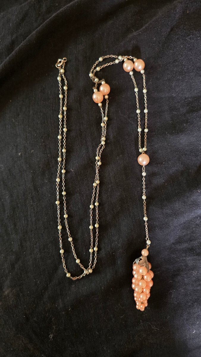 Sautoir en argent et perles -photo-2