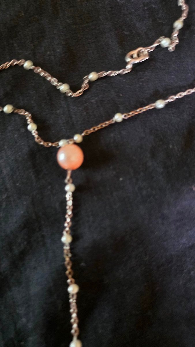 Sautoir en argent et perles -photo-4