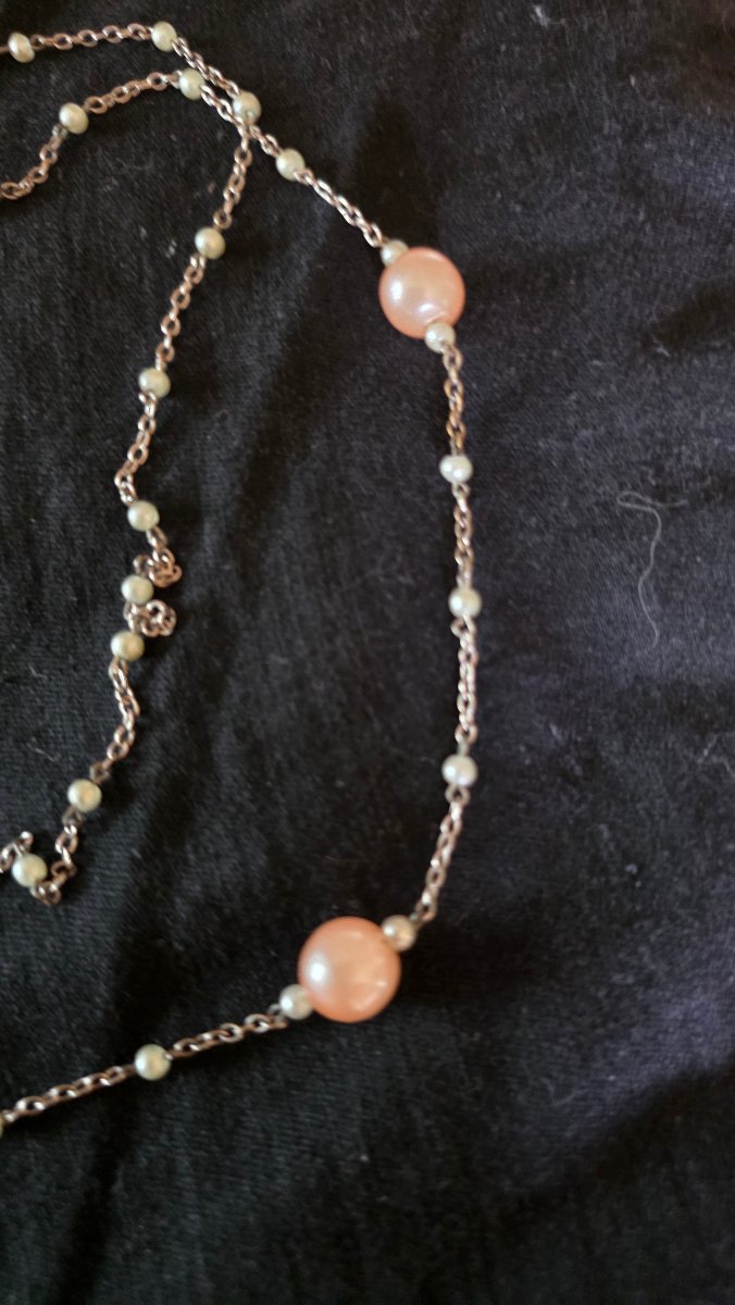 Sautoir en argent et perles -photo-1