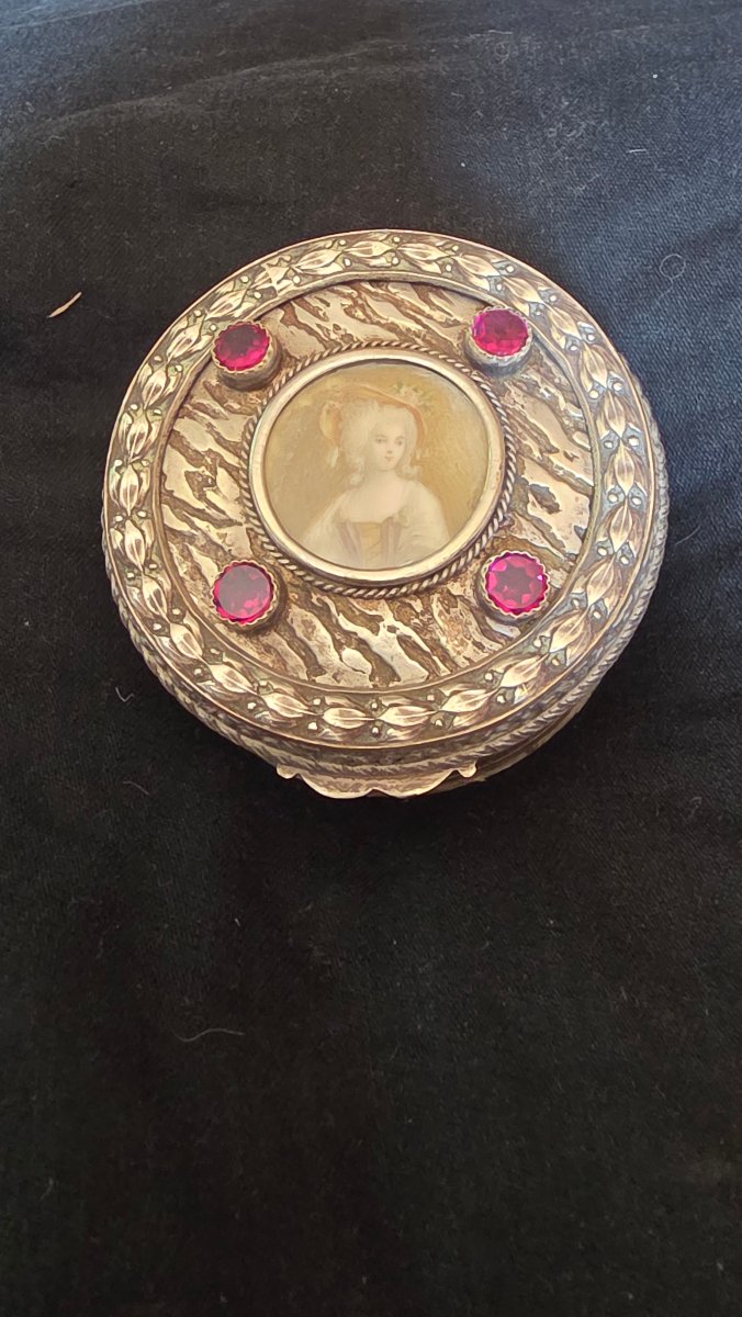 Silver-plated Bronze Box With A Miniature -photo-4