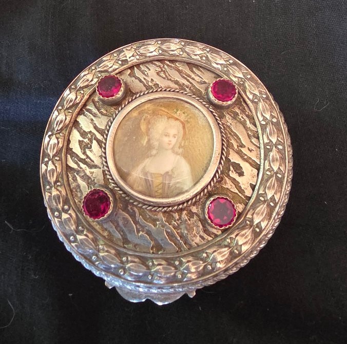 Silver-plated Bronze Box With A Miniature 