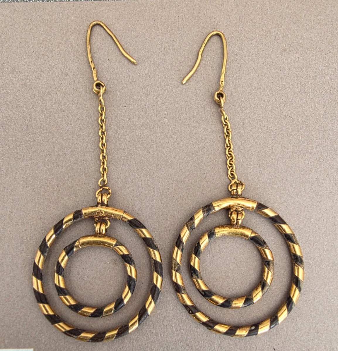 Pair Of Twisted Gold Earrings -photo-3