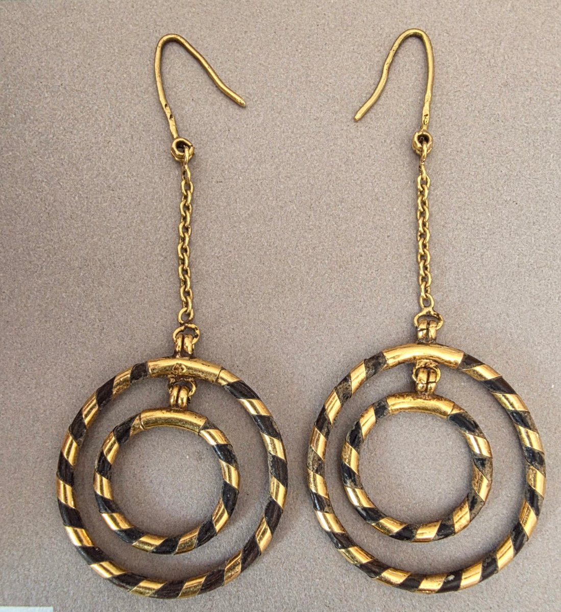 Pair Of Twisted Gold Earrings 