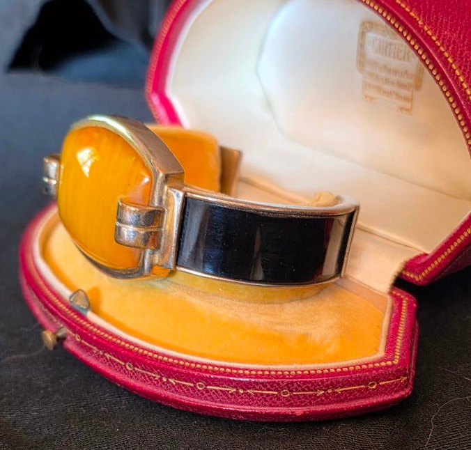 Fabon frères  Bracelet art deco métal et bakelite -photo-2