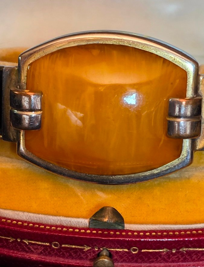 Fabon frères  Bracelet art deco métal et bakelite -photo-1