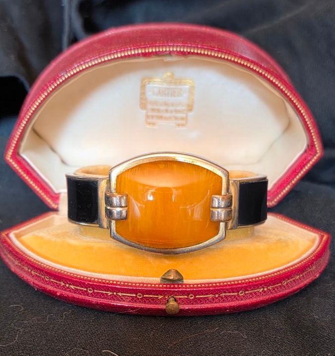 Fabon frères  Bracelet art deco métal et bakelite 