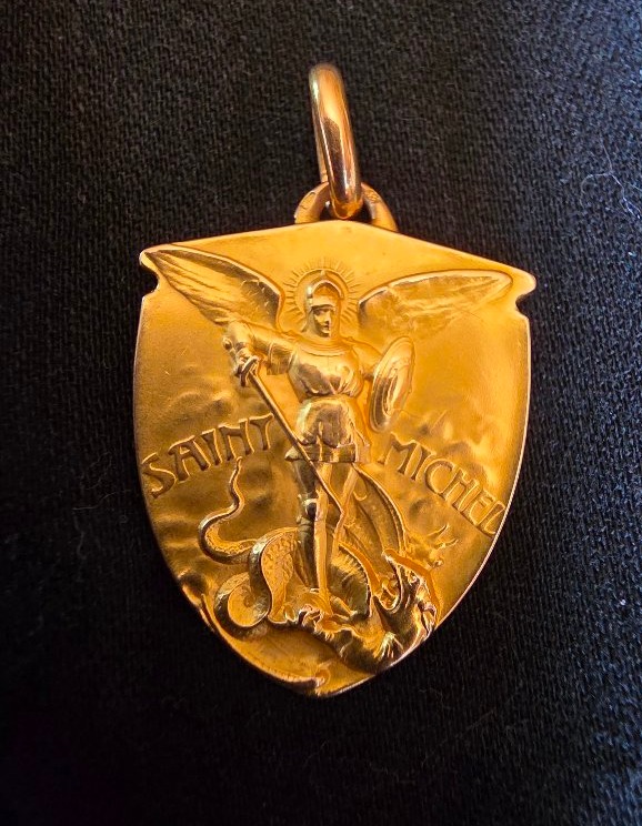Médaille  st michel en or signé  Tairac vers 1900-photo-4