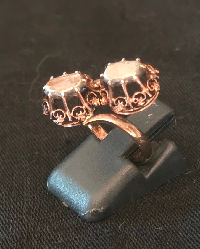Bague en or et diamants rose 19 ème siècle -photo-1