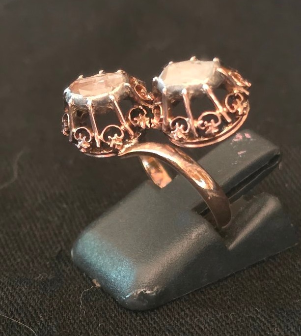 Bague en or et diamants rose 19 ème siècle -photo-4