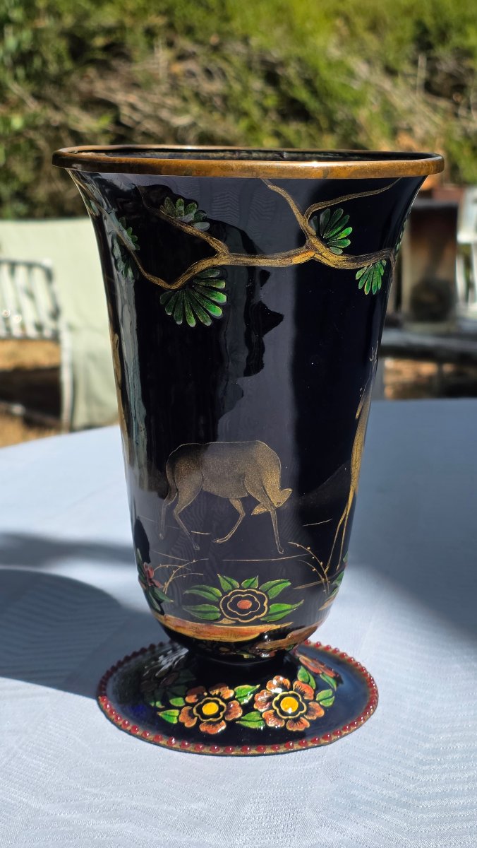 Enameled Copper Vase, Circa 1950, René Bonhomme, Limoges-photo-3
