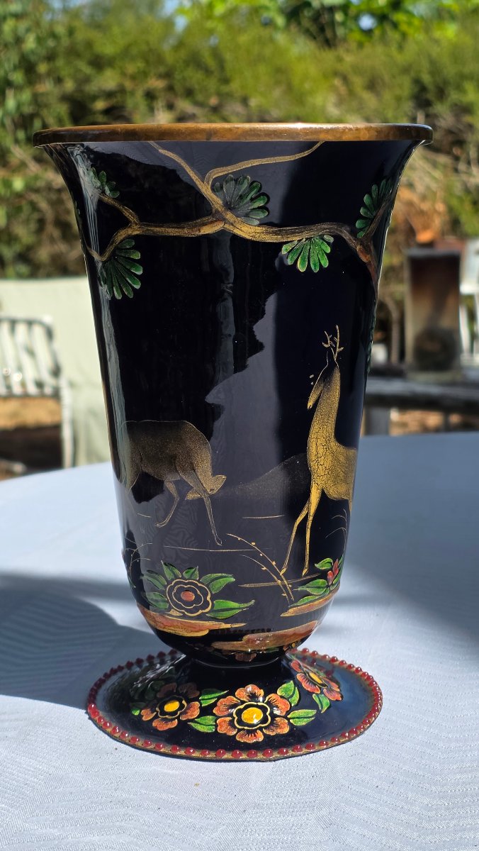 Enameled Copper Vase, Circa 1950, René Bonhomme, Limoges-photo-1