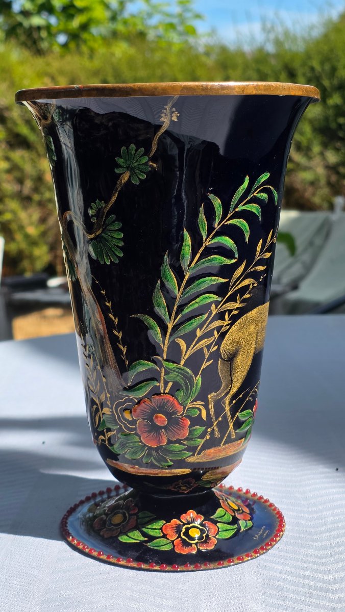 Enameled Copper Vase, Circa 1950, René Bonhomme, Limoges-photo-2