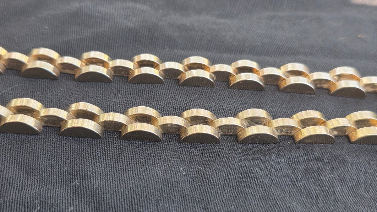 Pair Of Gold-plated Tank Bracelets, Circa 1940-photo-2