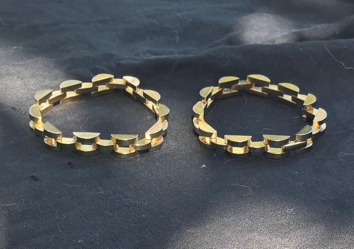 Pair Of Gold-plated Tank Bracelets, Circa 1940