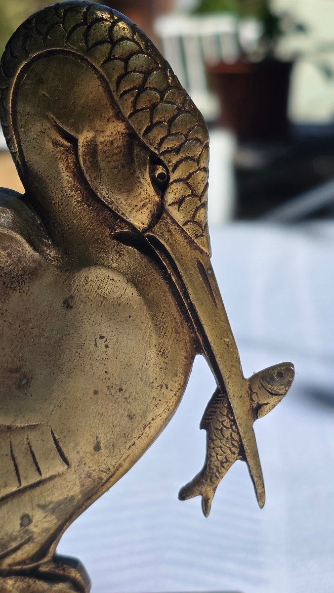 Art Deco-style Bronze Lamp Featuring A Fisherman And A Fish-photo-3