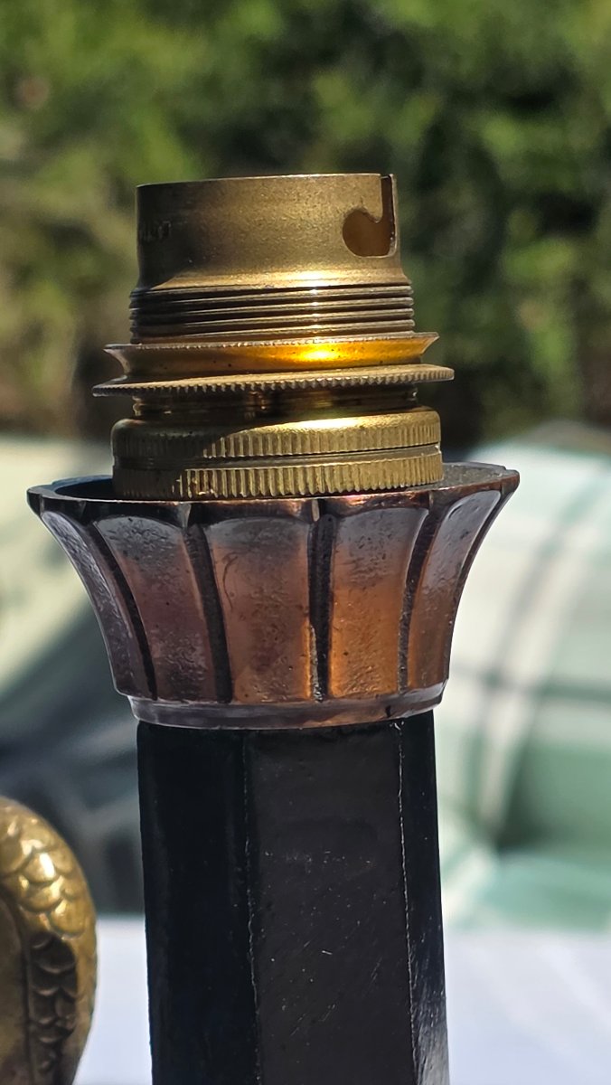 Art Deco-style Bronze Lamp Featuring A Fisherman And A Fish-photo-3