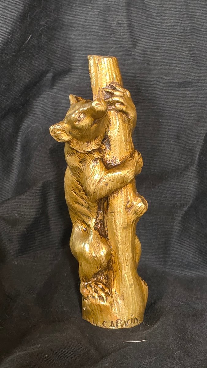 Sceau en bronze ours signe Louis carvin-photo-3