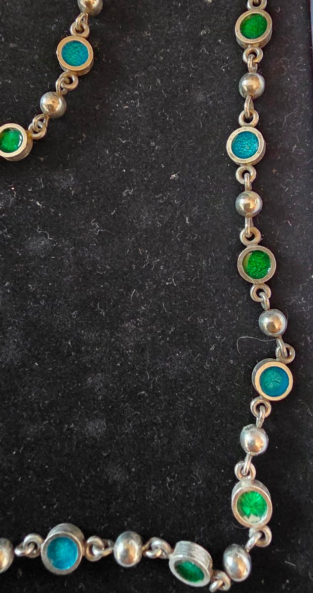 Collier en argent et émail  art deco-photo-3