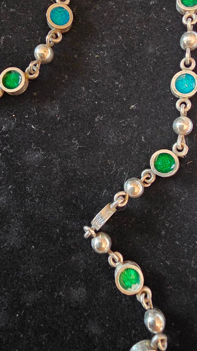 Collier en argent et émail  art deco-photo-4