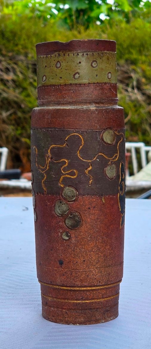 Ernest Chaplet: Glazed, Incised Stoneware Pitcher With Butterfly Design -photo-4