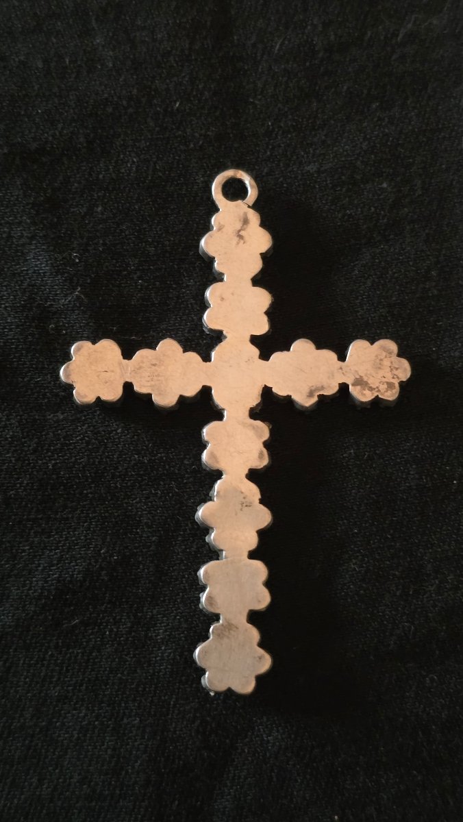 Croix en argent et pierres du Rhin 19 ème siècle -photo-1