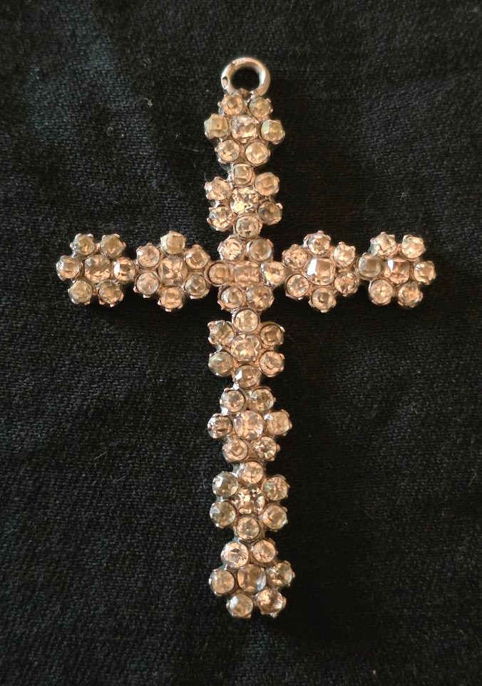 Croix en argent et pierres du Rhin 19 ème siècle 