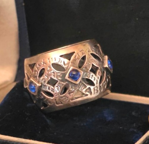 Silver Ring Set With Blue Cabochons-photo-2