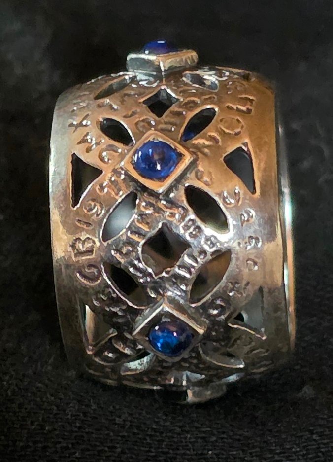 Silver Ring Set With Blue Cabochons-photo-4