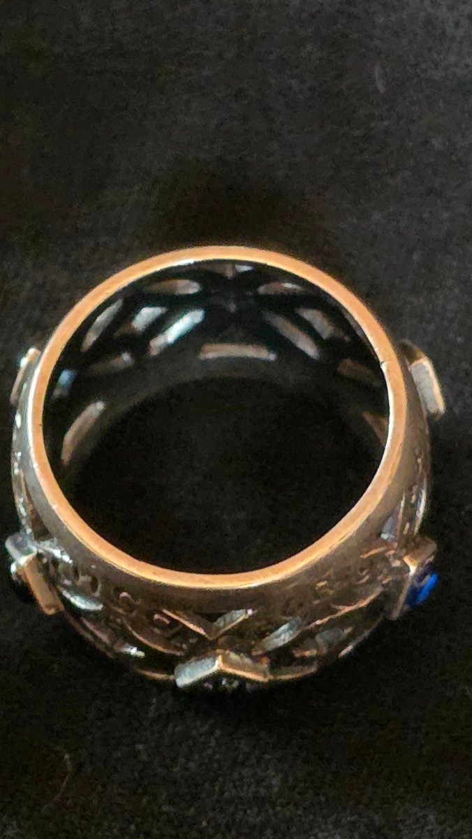 Silver Ring Set With Blue Cabochons-photo-2