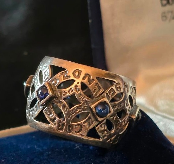 Silver Ring Set With Blue Cabochons-photo-3