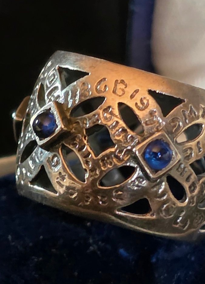 Silver Ring Set With Blue Cabochons-photo-4
