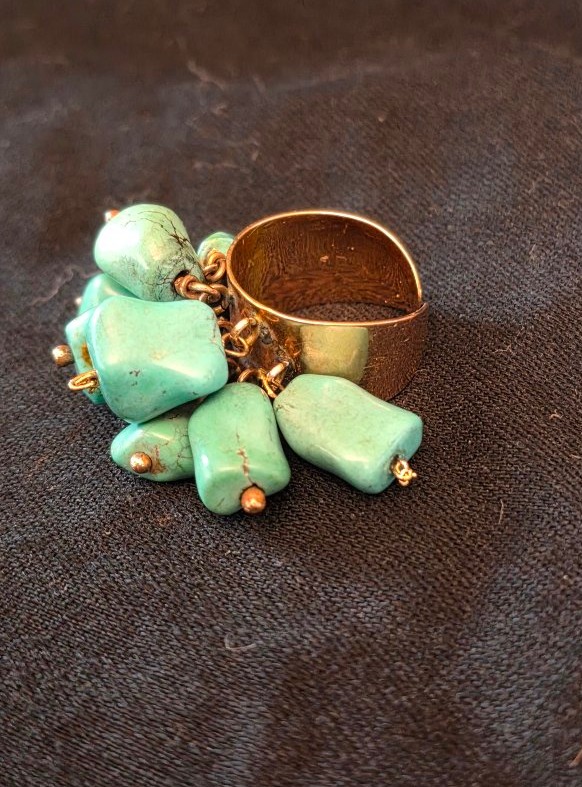 Bague en or et pampilles de turquoise -photo-3