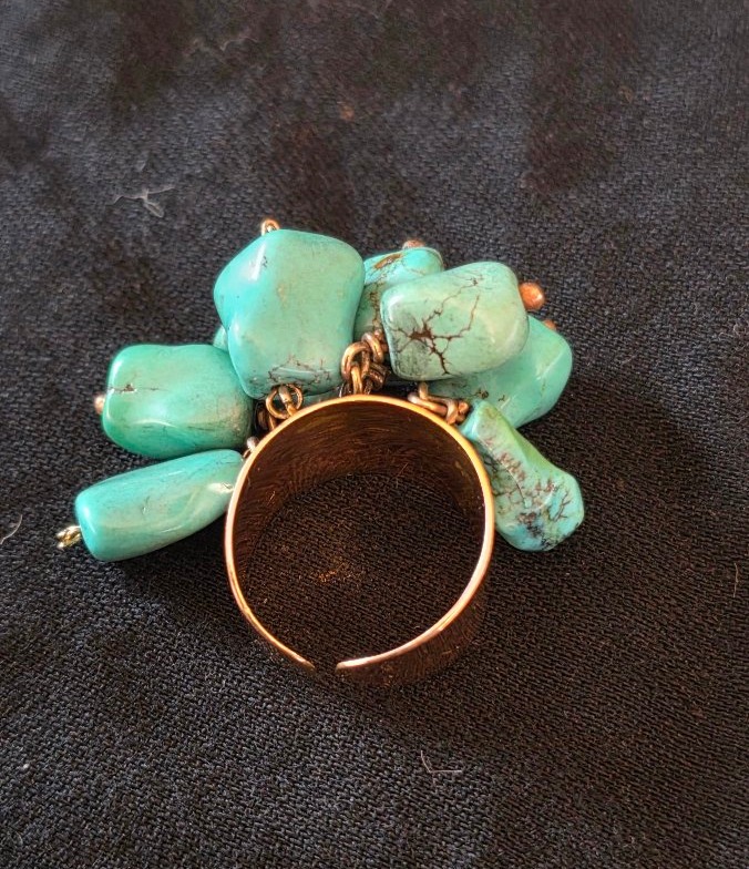 Bague en or et pampilles de turquoise -photo-4