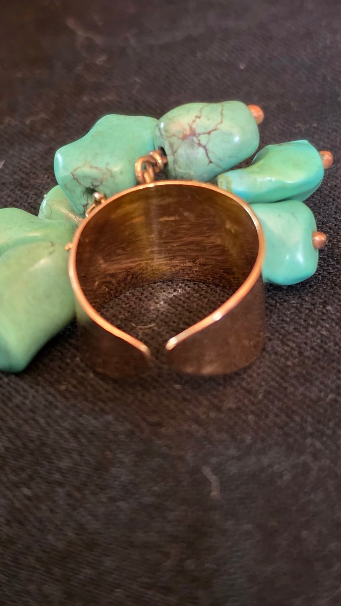 Bague en or et pampilles de turquoise -photo-1